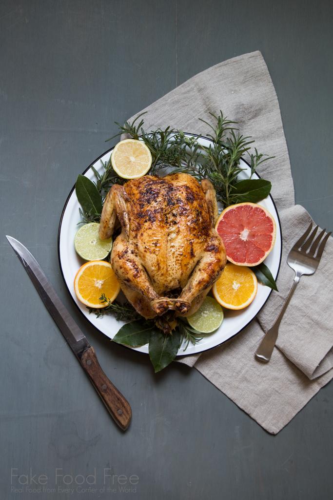 Citrus Roasted Whole Chicken Recipe for the holidays | Fake Food Free #sponsored