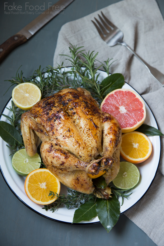 Recipe for Citrus Roasted Whole Chicken | Fake Food Free #sponsored