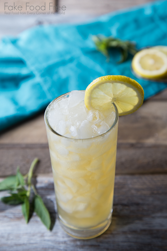 Pineapple Sage Bourbon Lemonade Recipe | FakeFoodFree.com