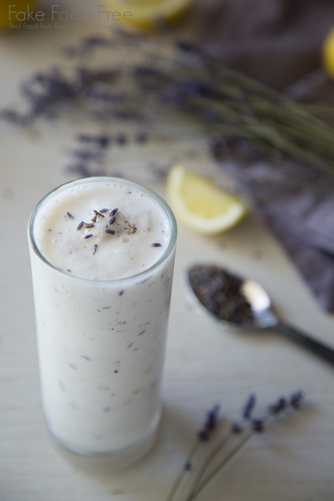 Yogurt shake recipe made with lemonade and lavender | FakeFoodFree.com