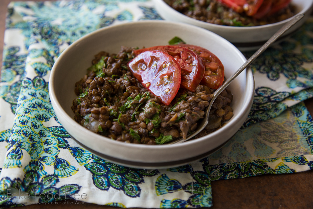 Lentils with Mustard Greens and Heirloom Tomatoes Recipe
