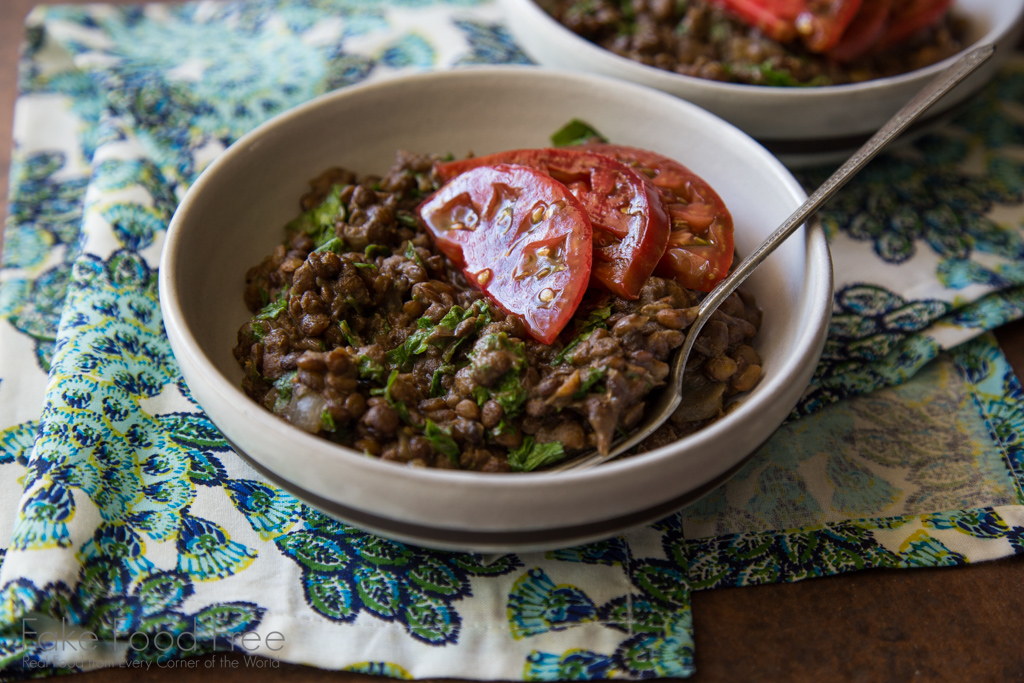 Lentils with Mustard Greens and Heirloom Tomatoes Recipe