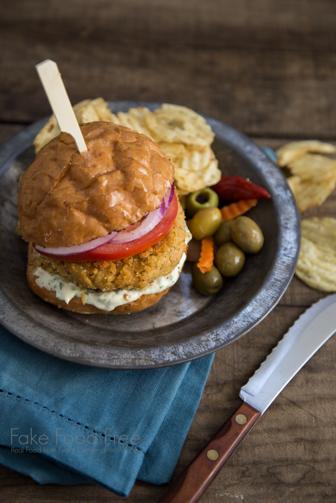 Shawarma Spiced Fava Bean Vegetarian Burger Recipe | FakeFoodFree.com | Sponsored