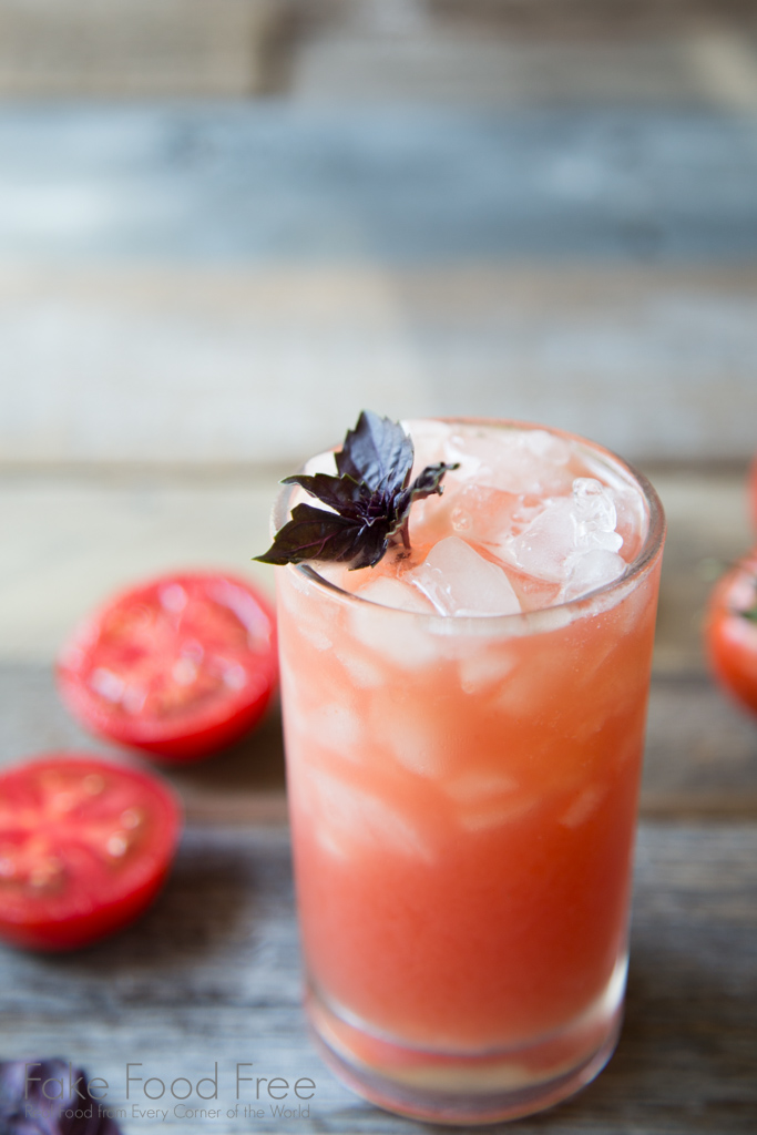 Tomato Purple Basil Vodka Cooler Cocktail Recipe | FakeFoodFree.com