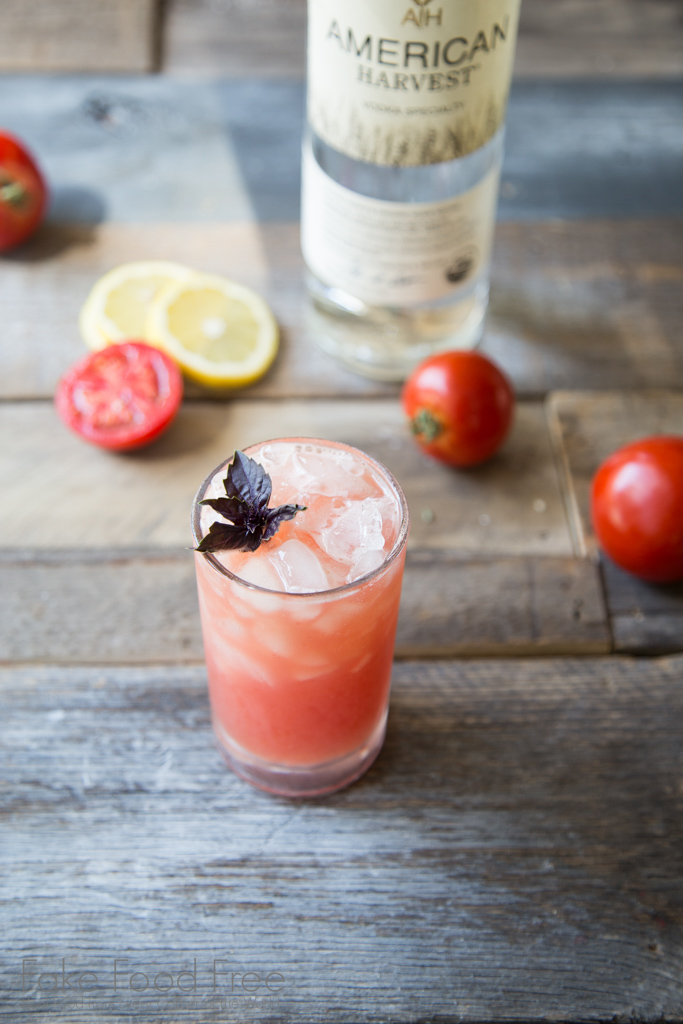 Tomato Purple Basil Cocktail made with American Harvest vodka | #freeproductreview