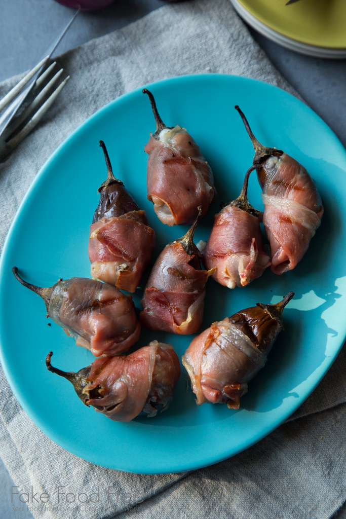 A recipe for grilled stuffed baby eggplant. 