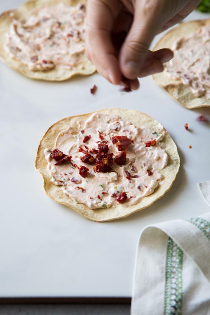 Prep for Arugula Sundried Tomato Tostadas | FakeFoodFree.com