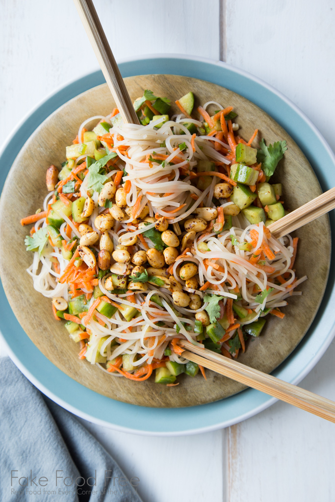 Easy Asian Noodle Salad with Chili Toasted Peanuts | Tested Recipe | FakeFoodFree.com