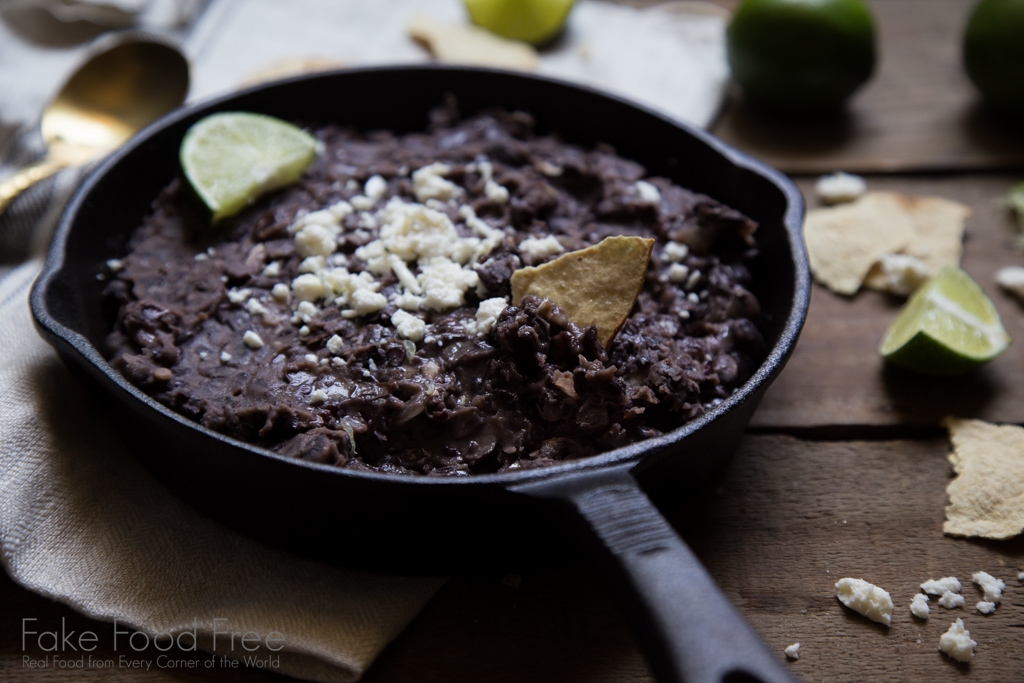Garlic and Lime Refried Black Beans Recipe | FakeFoodFree.com