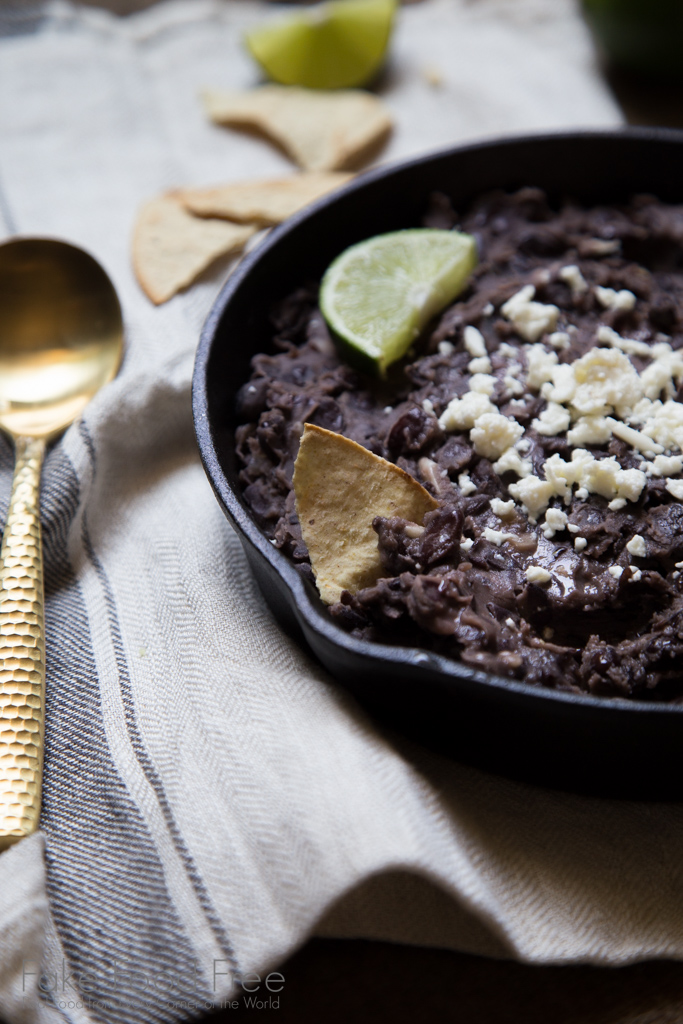 Refried Black Beans with Garlic and Lime Recipe | FakeFoodFree.com