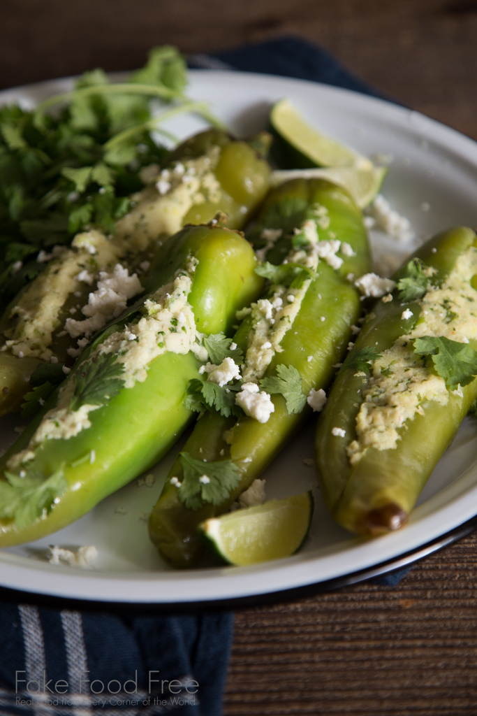 Shrimp Stuffed Hatch Chiles Recipe | FakeFoodFree.com