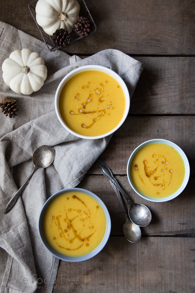 A perfect recipe for fall. Brown Butter Bourbon Butternut Squash Soup | FakeFoodFree.com