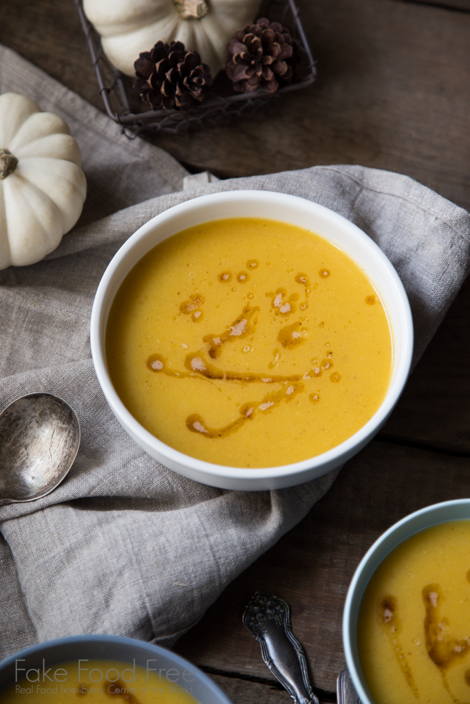 Brown Butter Bourbon Butternut Squash Soup Recipe | FakeFoodFree.com