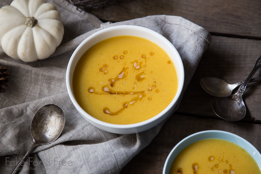 Brown Butter Bourbon Butternut Squash Soup Recipe | FakeFoodFree.com