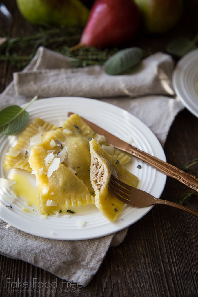 Roasted Garlic, Pear and Pork Ravioli Recipe | Sponsored Post | FakeFoodFree.com