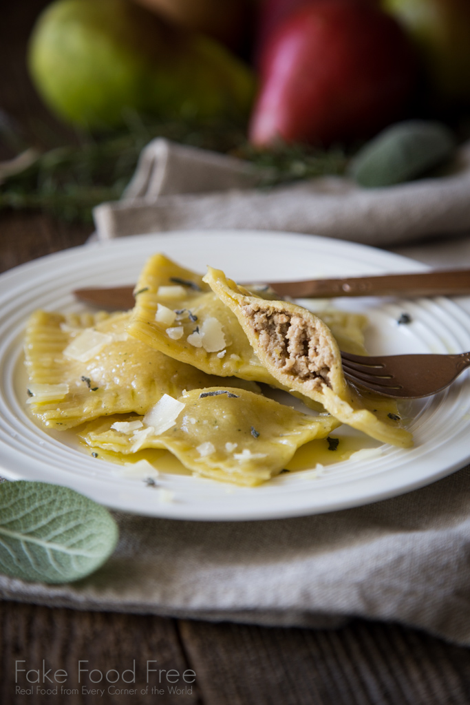 Roasted Garlic, Pear and Pork Ravioli Recipe | Sponsored Post | FakeFoodFree.com