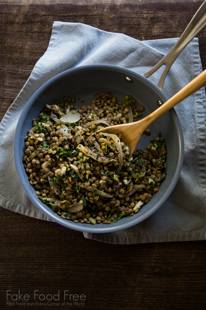 Vegetarian Side Dishes | Sesame Lentils with Bok Choy Recipe | FakeFoodFree.com