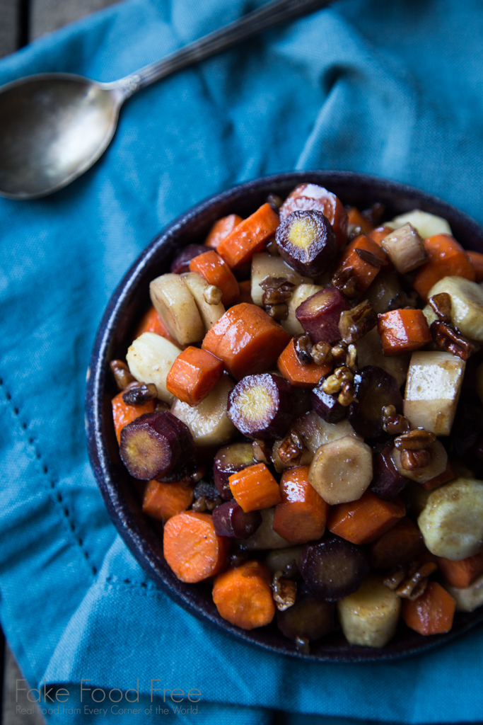 Brown Sugar Cayenne Roasted Rainbow Carrots Recipe | FakeFoodFree.com