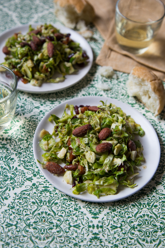 Skillet Tossed Shredded Brussels Sprouts Salad with Orange Maple Dressing Recipe | FakeFoodFree.com