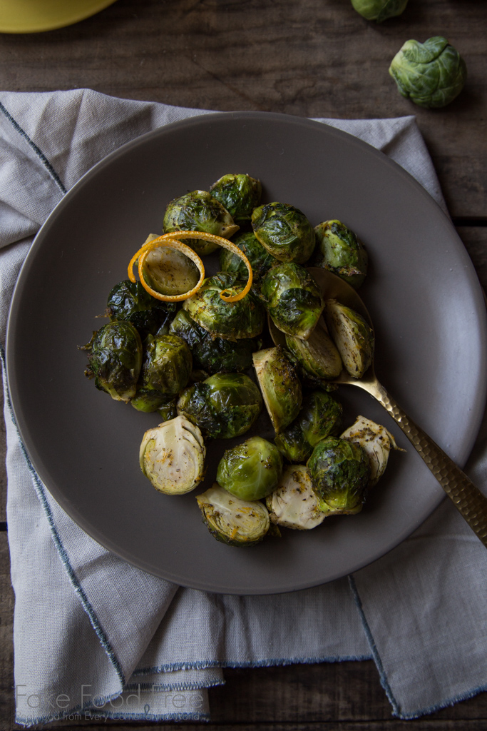 From the cookbook, Steeped, a recipe for Orange-Jasmine Brussels Sprouts. Perfect for the holiday table! | FakeFoodFree.com
