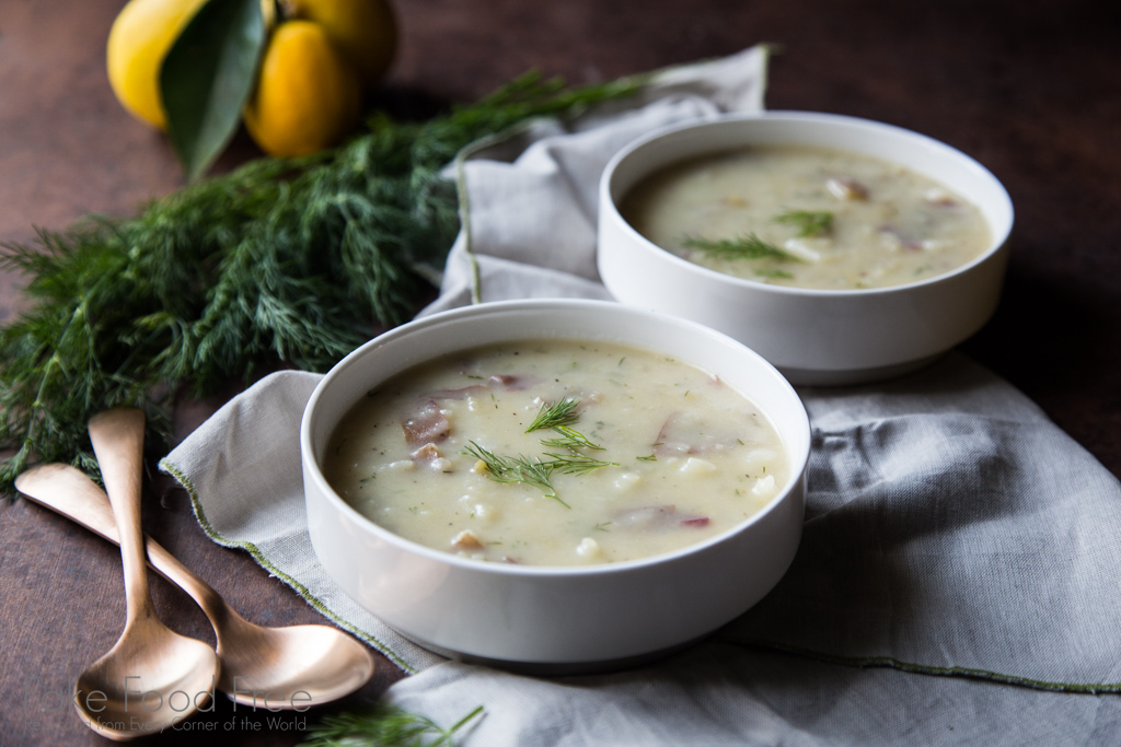 Lemon and Dill Potato Soup Recipe | FakeFoodFree.com