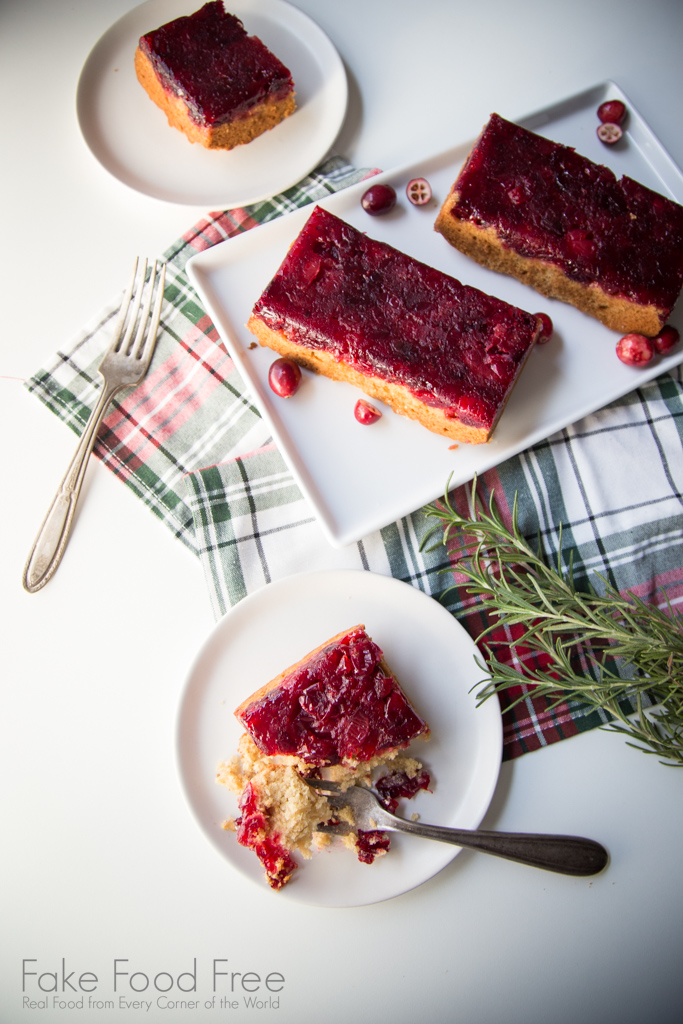 Cranberry Upside Down Cake from Farm to Table Desserts | Get the recipe at FakeFoodFree.com