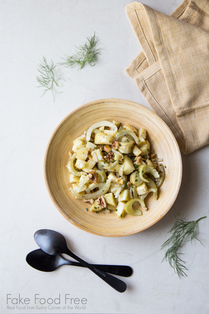 Roasted Fennel and Parsnips with Walnuts and Chives Recipe | FakeFoodFree.com