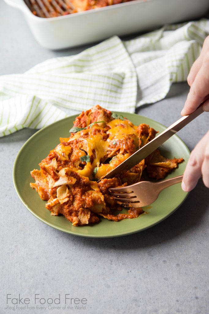 Dig in! Cauliflower Potato Enchiladas with Chipotle Carrot Sauce Recipe!