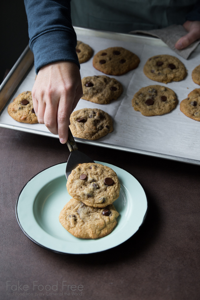 A recipe for White Miso Chocolate Chip Cookies made with white whole wheat flour and a mix of dark and milk chocolate chips. 