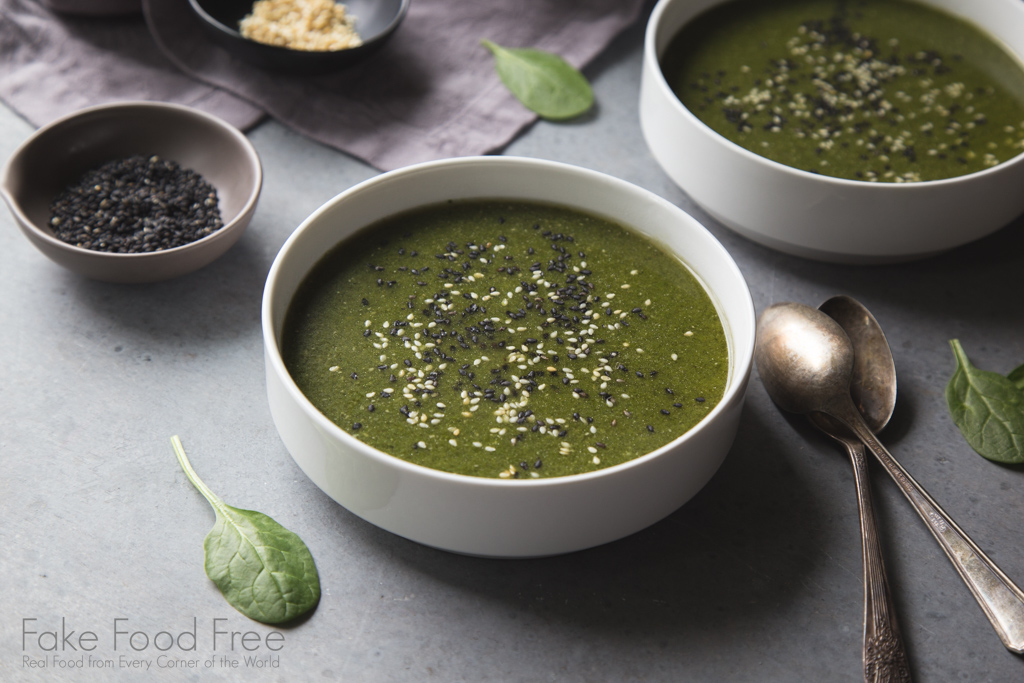 A recipe for Spinach, Garlic, and Tahini Soup 