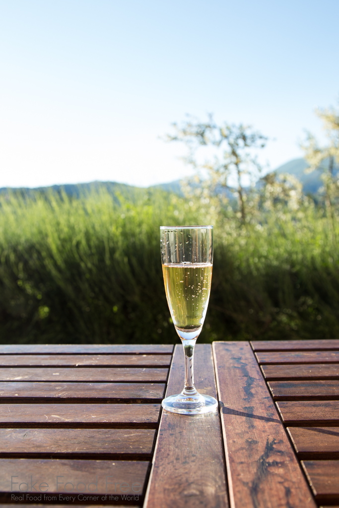 Prosecco at our villa in Italy