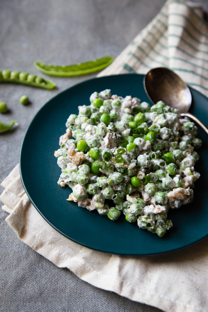 Spring Pea Salad with Walnuts and Za'atar Yogurt Recipe | FakeFoodFree.com