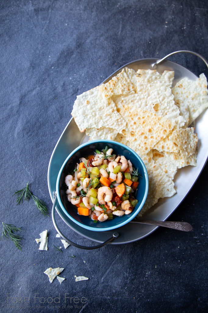 Sundried Tomato and Peppercorn Pickled Shrimp Recipe | FakeFoodFree.com