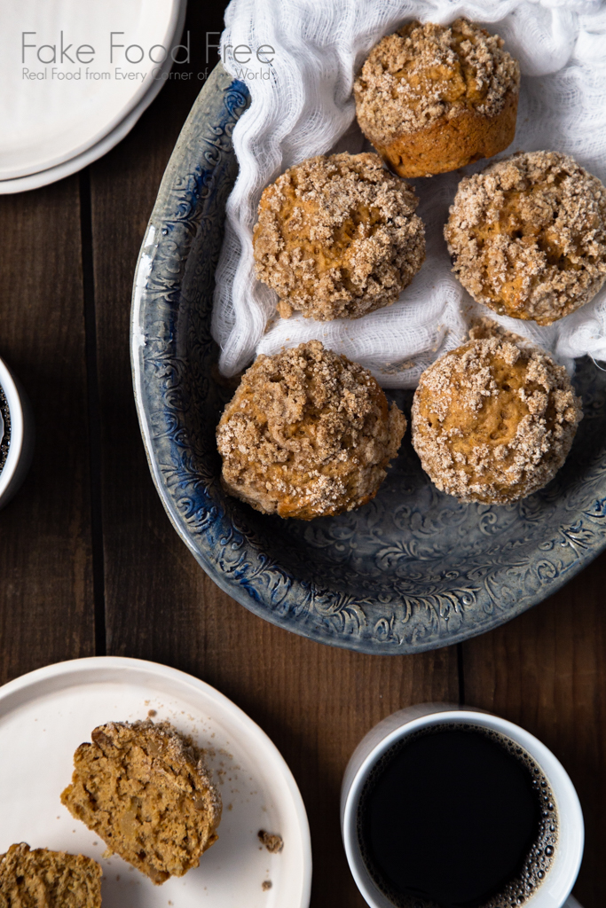 Double Ginger Winter Squash Muffins Recipe | FakeFoodFree.com #fallfood #fallrecipes #wintersquashrecipes #muffinrecipes #breakfastrecipes #ginger