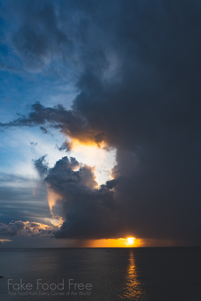 Sunset in Castries St. Lucia | Travel tips at FakeFoodFree.com