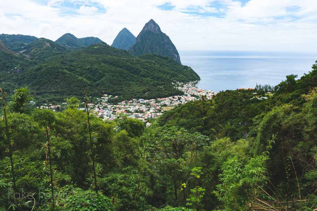 Planning a Trip to St. Lucia | Pitons over Soufrière | Travel tips at FakeFoodFree.com