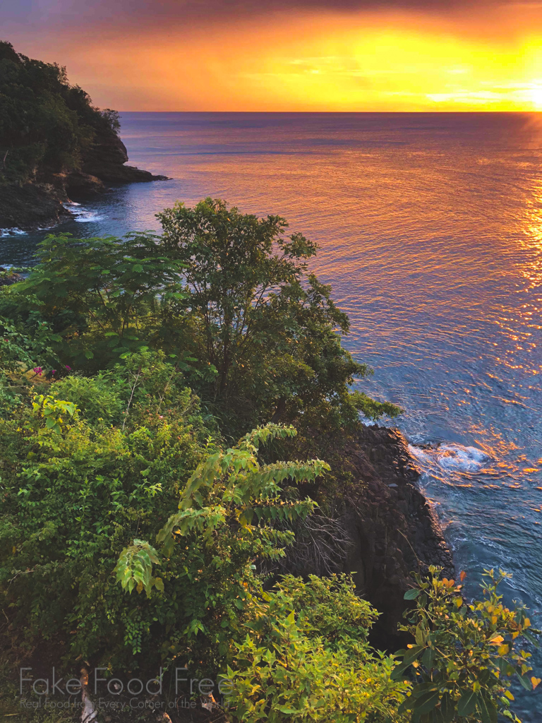 Sunset in Castries, St. Lucia | Travel tips at FakeFoodFree.com #caribbeantravel #traveldestinations #travelideas #stluica #saintlucia