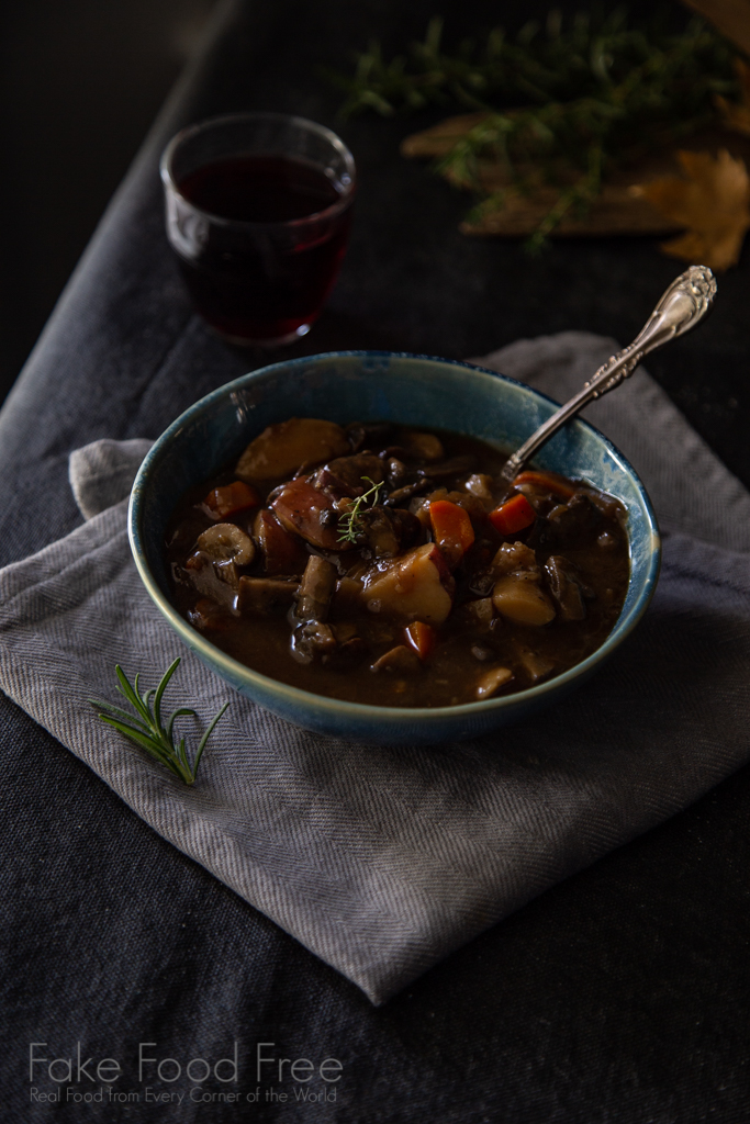 Mushroom Stew Recipe | FakeFoodFree.com #stewrecipes #mushroomrecipes #comfortfood #easydinnerrecipes