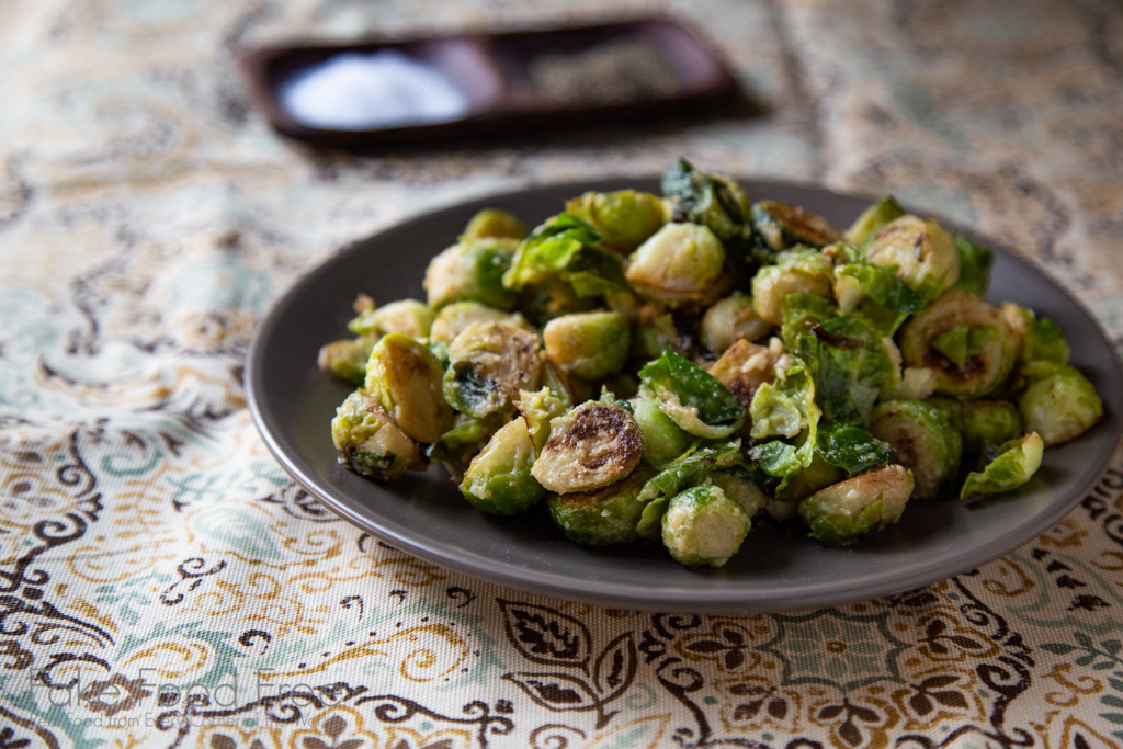 Garlic Tahini Roasted Brussels Sprouts Recipe | FakeFoodFree.com #brusselsprouts #sidedishes #vegetablerecipes #tahinirecipes #holidayrecipes #thanksgivingsides
